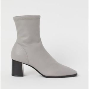 H&M Light Grey Sock Style Heeled Booties